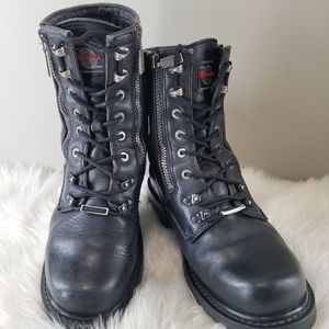 Milwaukie  Black Leather Heavy Zip Moto Boots 11 EE